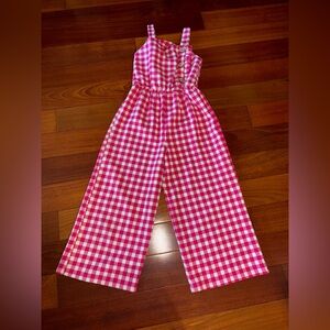 Pink Gingham Wide-Leg Kids Jumpsuit